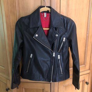 Topshop Black Genuine Leather Moto Jacket